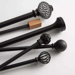 Black Curtain Rod Set - Diameter 16/19 mm