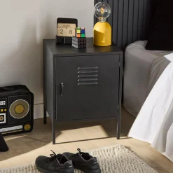 Black Metal Locker Side Table