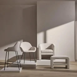 Fabric and Metal Counter Stool