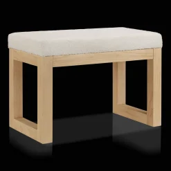 Fabric and Natural Wood Bench