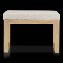 Fabric and Natural Wood Bench
