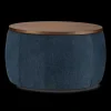 Fabric and Walnut Ottoman