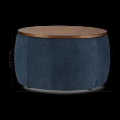 Fabric and Walnut Ottoman