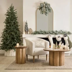 Fabric and wood accent chair