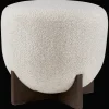 Fabric and Wood Ottoman