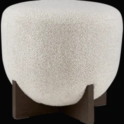 Fabric and Wood Ottoman