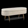 Fabric Storage Bench on Wooden Legs