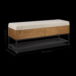 Fabric Wood and Metal Storage Bench with Shoe Rack