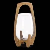 Glass Candle Holder with Wooden Base