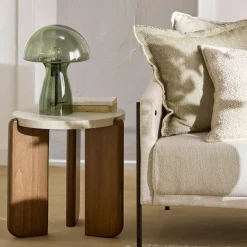 Green Glass Mushroom Table Lamp