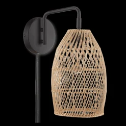 Hemp Rope & Black Metal Wall Sconce