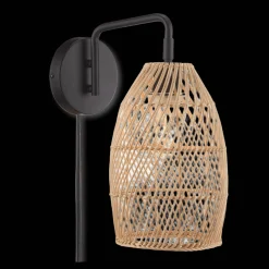 Hemp Rope & Black Metal Wall Sconce