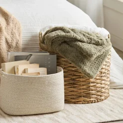 Natural Fiber Oval Storage Basket