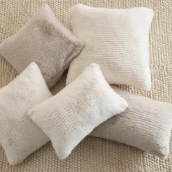 Off White Maddox Faux Fur Decorative Lumbar Pillow