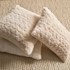 Off White Sheep Faux Fur Throw Pillow