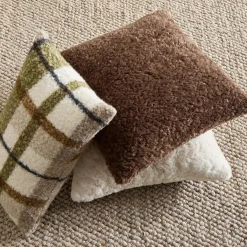 Off White Sheep Faux Fur Throw Pillow