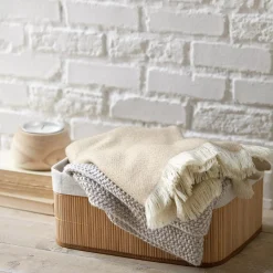 Rectangular Bamboo Basket with Lining