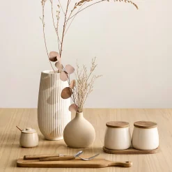 Ribbed Ceramic Table Vase