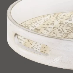 Round Patterned Wood Tray