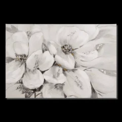 White Blossom Printed Canvas with Gel-Embellishments
