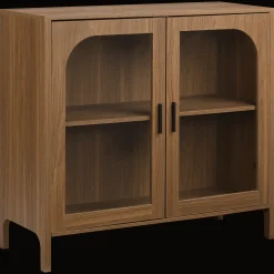 Wooden Veneer Buffet with Glass Doors